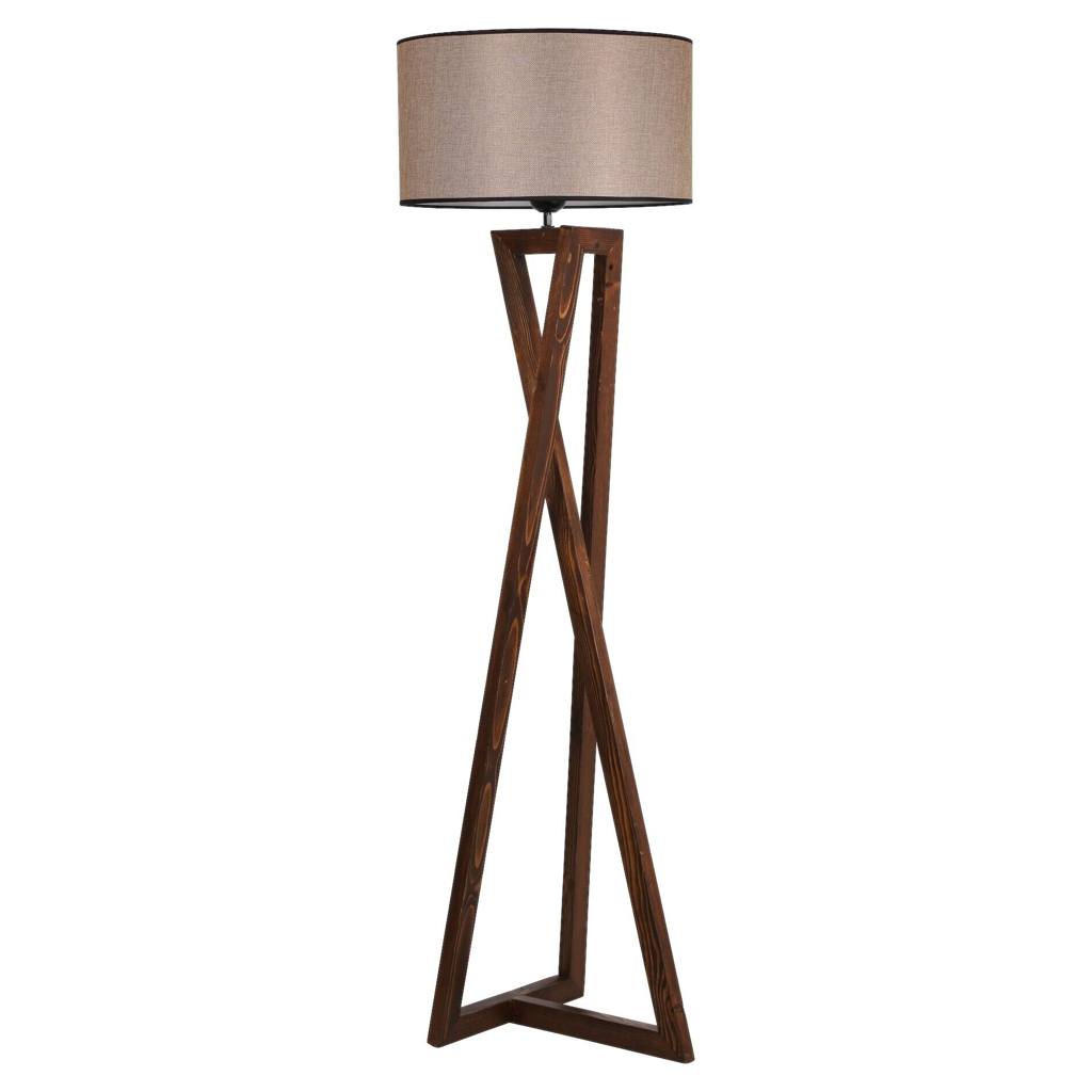 Opviq Stehlampe nussbaum Stoff Holz B/H/T/L/D: ca. 45x149x45x45x45 cm E27 1 Brennstellen