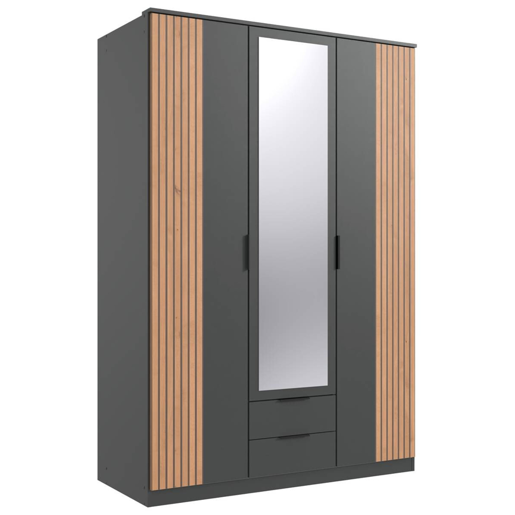 Kleiderschrank Lübeck Graphit Eiche Artisan Nachbildung B/H/T: ca. 135x199x58 cm