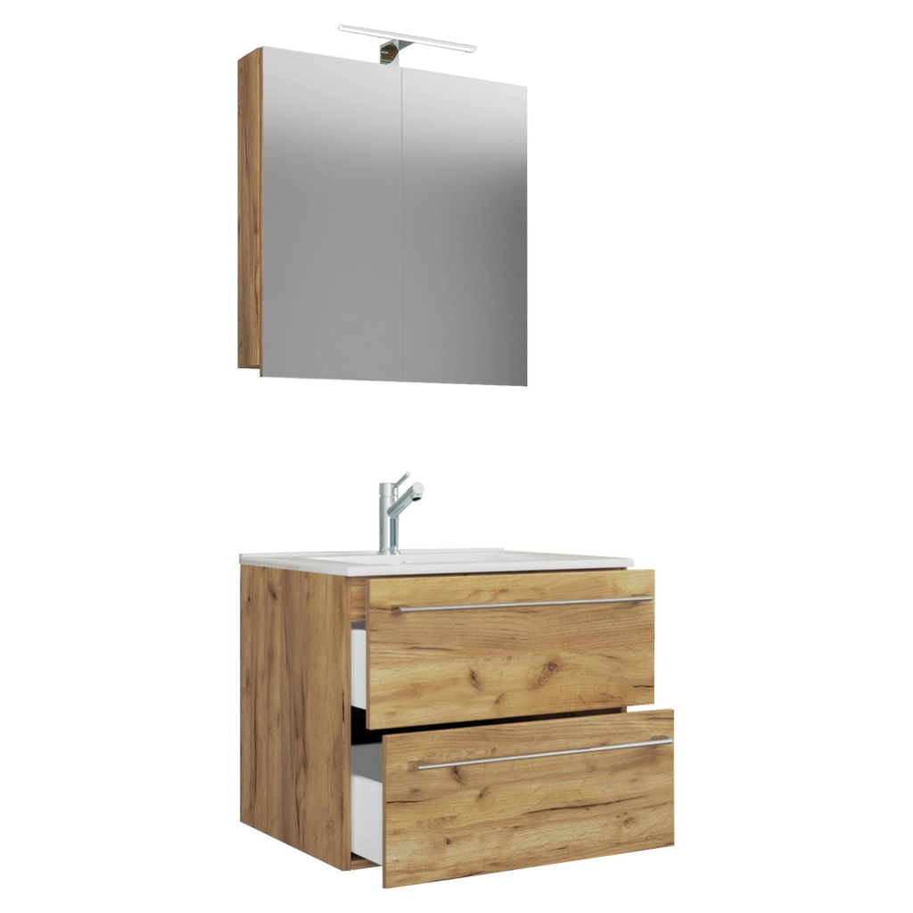 Waschplatz 3tlg-Badinos Eiche Honig Nachbildung B/H/T: ca. 61x52x46 cm