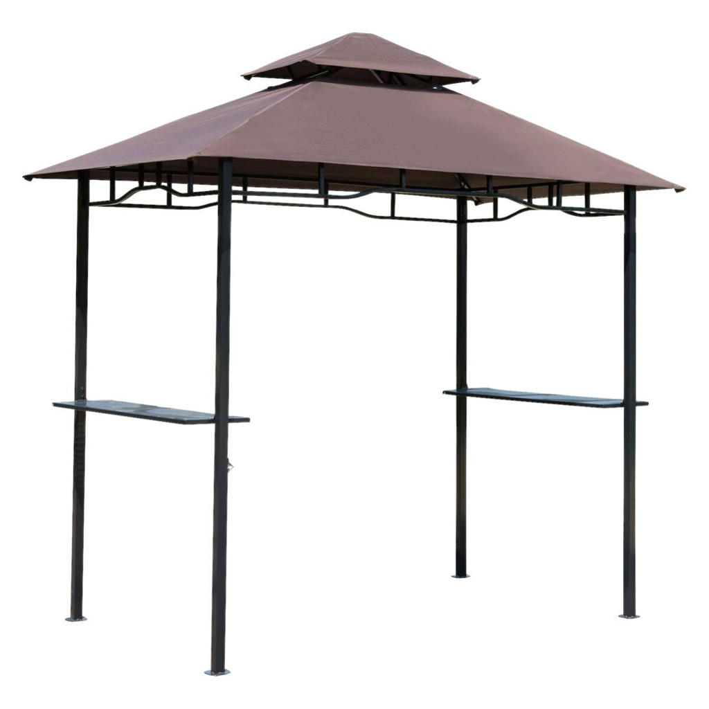 Outsunny Gartenpavillon café braun Stahl B/H/L: ca. 150x255x245 cm