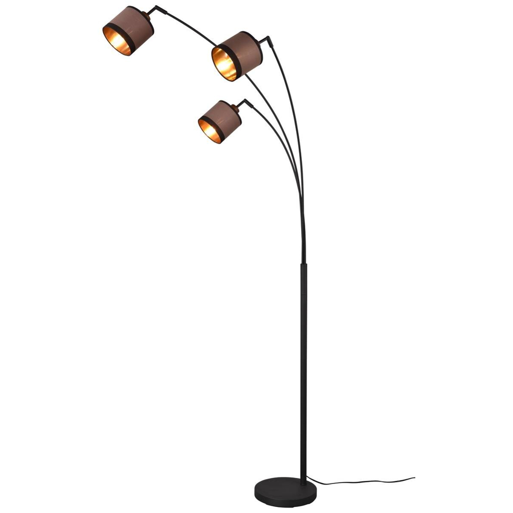 Reality Stehlampe R41553041 Davos schwarz taupe Metall Stoff H/D: ca. 185x12 cm E14 3 Brennstellen