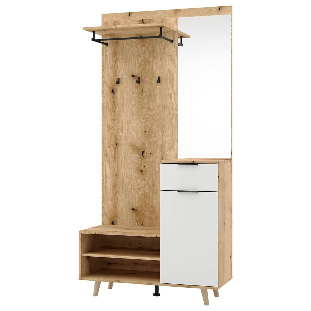 Garderobe NORDIC Eiche Artisan Nachbildung weiß matt B/H/T: ca. 100x200x40 cm