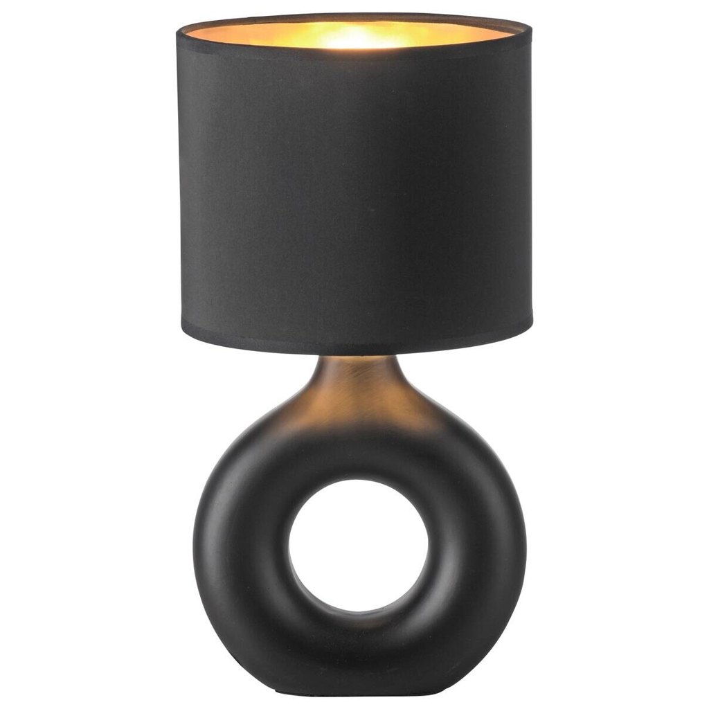 Just Light Tischleuchte Carara schwarz Kunststoff Stoff Keramik H/L/D: ca. 30x16x16 cm null 1 Brennstellen