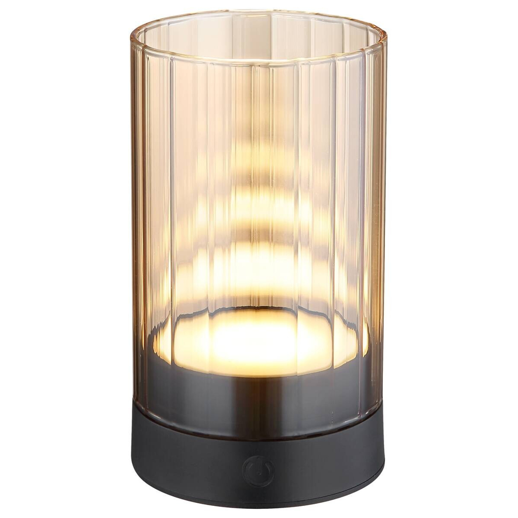 GLOBO LED-Tischleuchte schwarz amber Glas H/D: ca. 14x8 cm