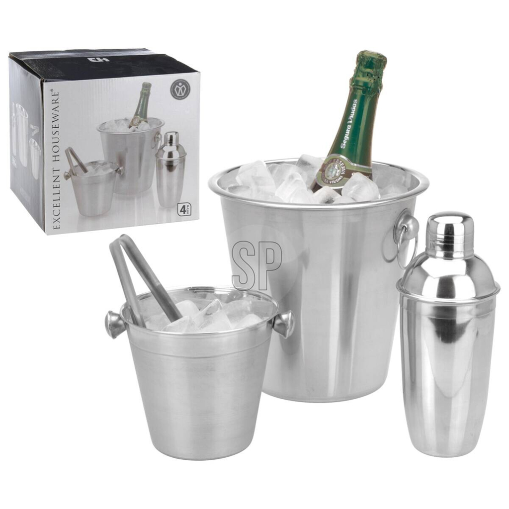 EH Barware Cocktail-Shaker Set silber Edelstahl B/H/L: ca. 22,5x22,5x22 cm