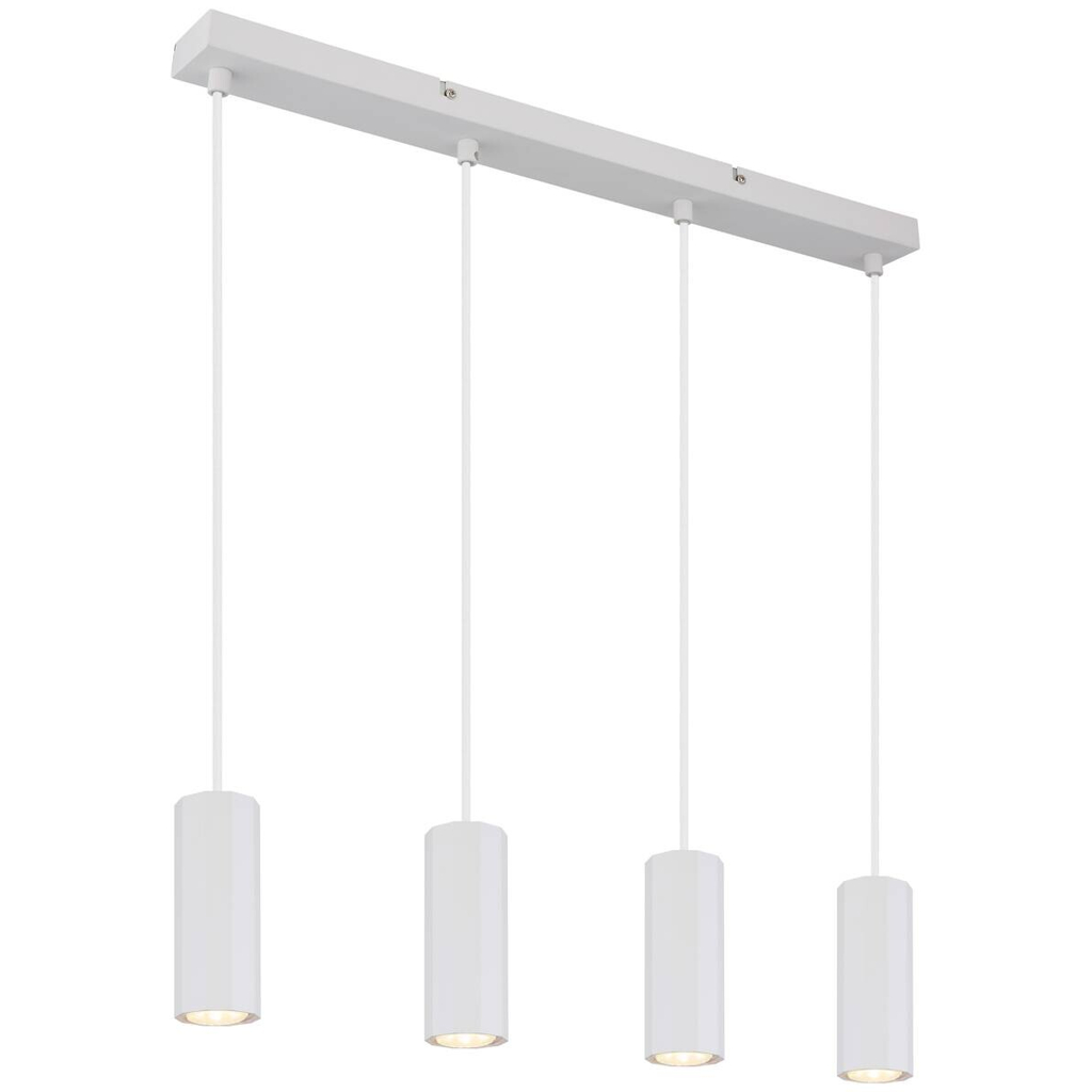 GLOBO Pendelleuchte JAMES 57918-4HW weiß Metall Kunststoff B/H/L: ca. 61x120x6 cm GU10 4 Brennstellen