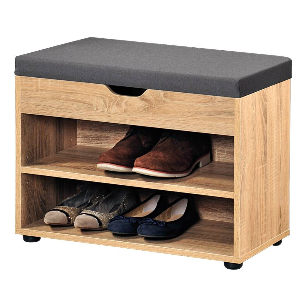 Kesper Schuhschrank mit Sitzkissen Eiche Spanplatte B/H/L: ca. 30x45x60 cm