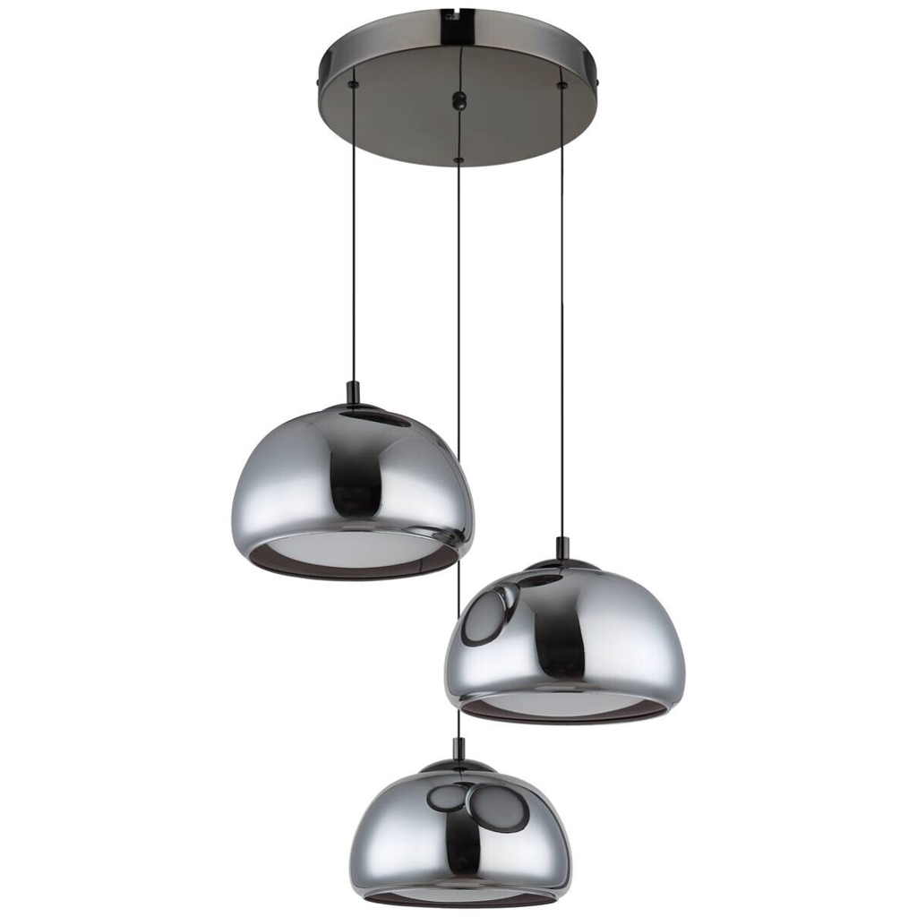 GLOBO Hängeleuchte Chrom schwarz Glas Metall B/H/L: ca. 53x25,5x57 cm
