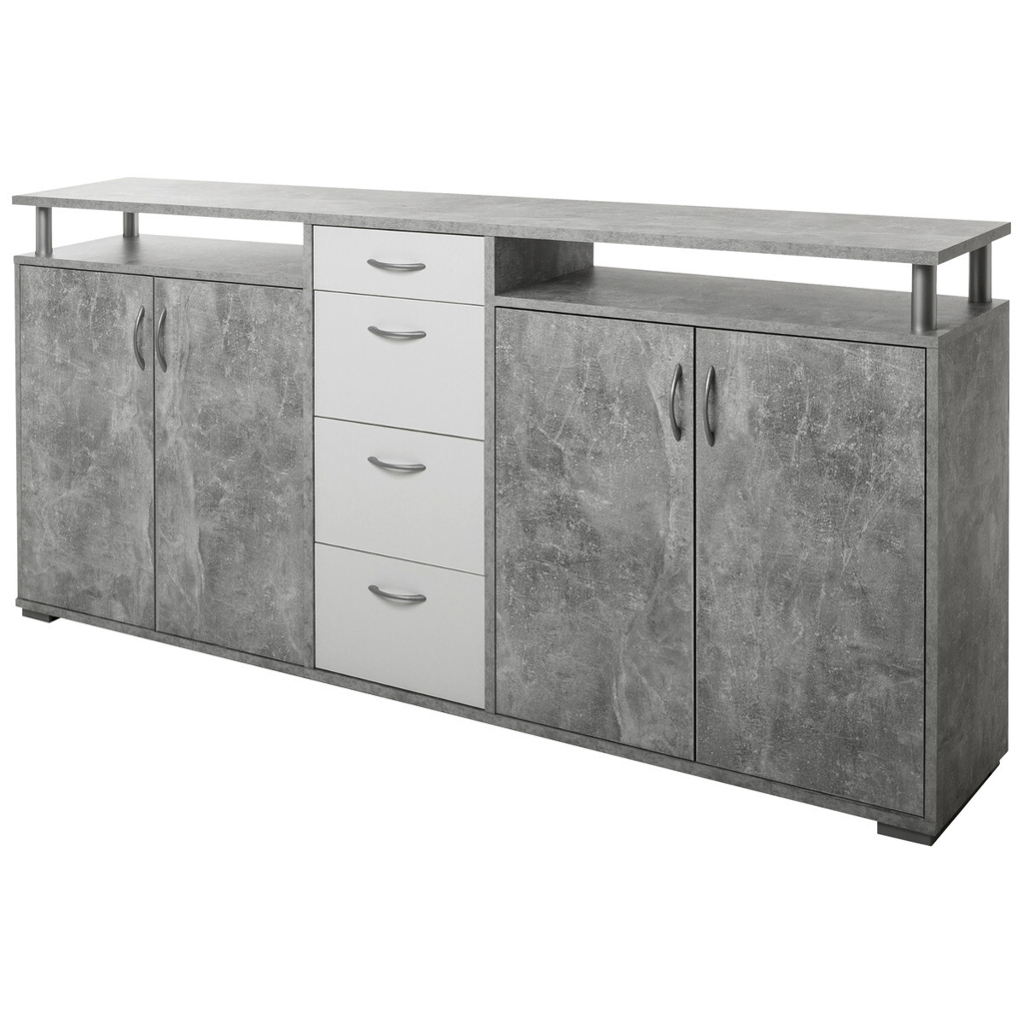 Sideboard Maximo Beton Optik weiß B/H/T: ca. 208x94x38 cm