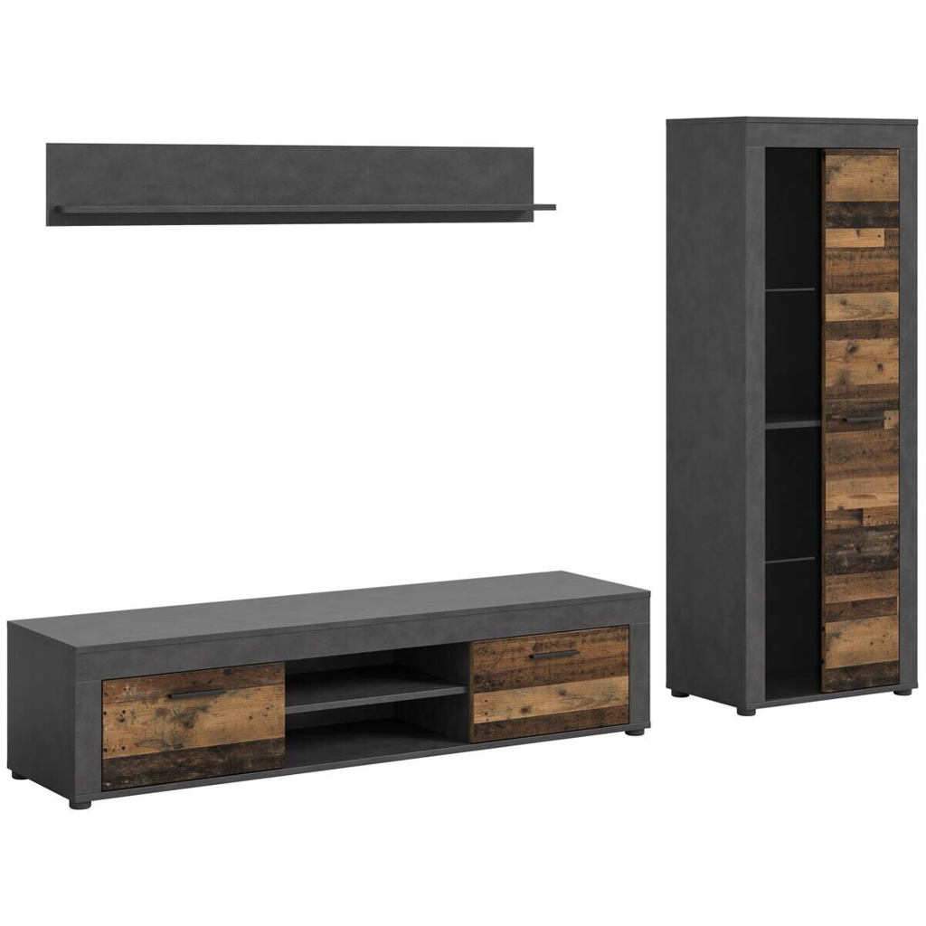 Wohnwand Jam Matera Nachbildung Old Wood Nachbildung B/H/T: ca. 159x235x35 cm