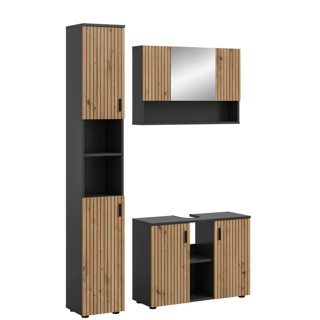 Badezimmer-Set Mone Basalt Nachbildung Artisan Oak Nachbildung B/H/T: ca. 125x192x30 cm