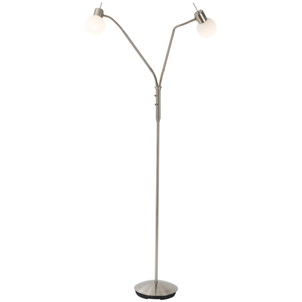 GLOBO Stehlampe LOXY 47160201X weiß Opal nickel Metall Glas H/D: ca. 150x23 cm 2 Brennstellen