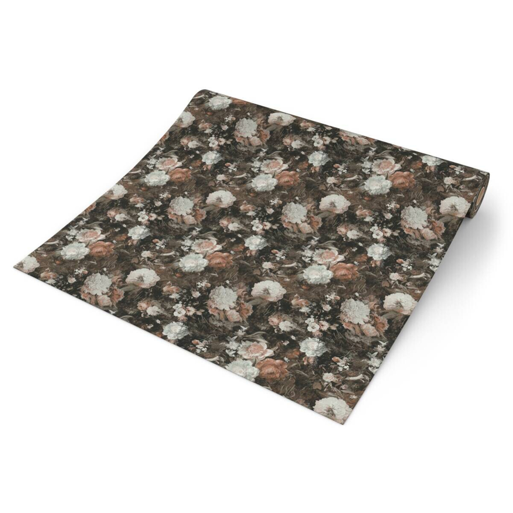 Vliestapete Floral schwarz beige B/L: ca. 53x1005 cm
