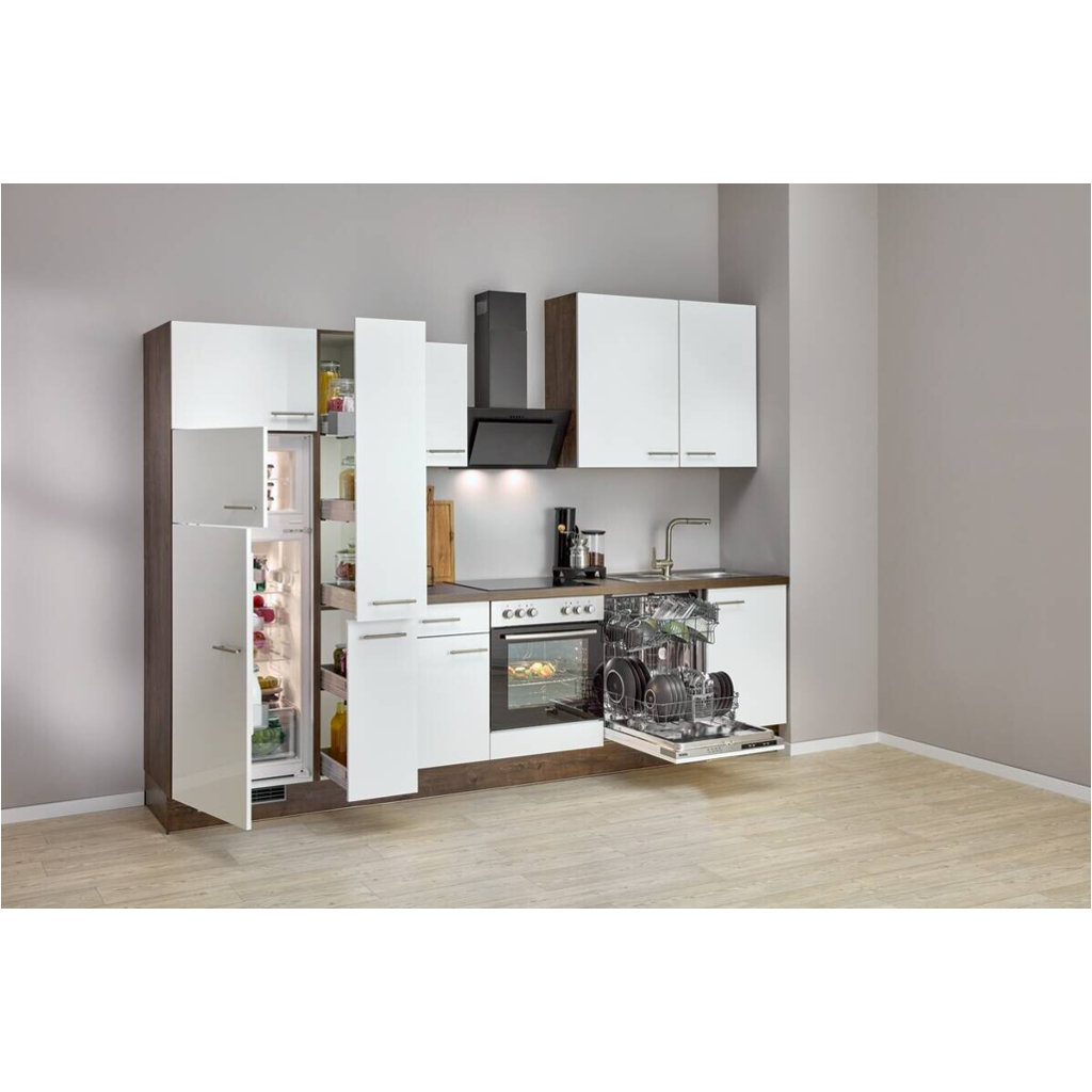 Preisvergleich für Impuls Küchenblock IP4050 weiß Hochglanz B/H/T: ca. 310x235x60 cm, aus Nachbildung