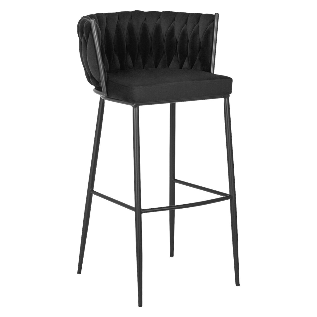 Barhocker FLORES schwarz Velourstoff B/H/T: ca. 60x104,5x56 cm