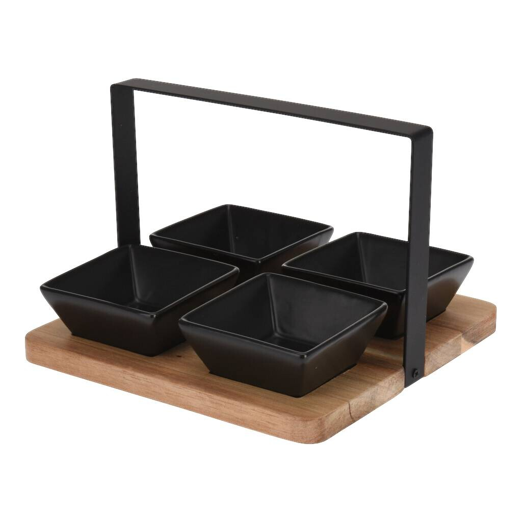 Servierset schwarz Steingut B/L: ca. 20x20 cm
