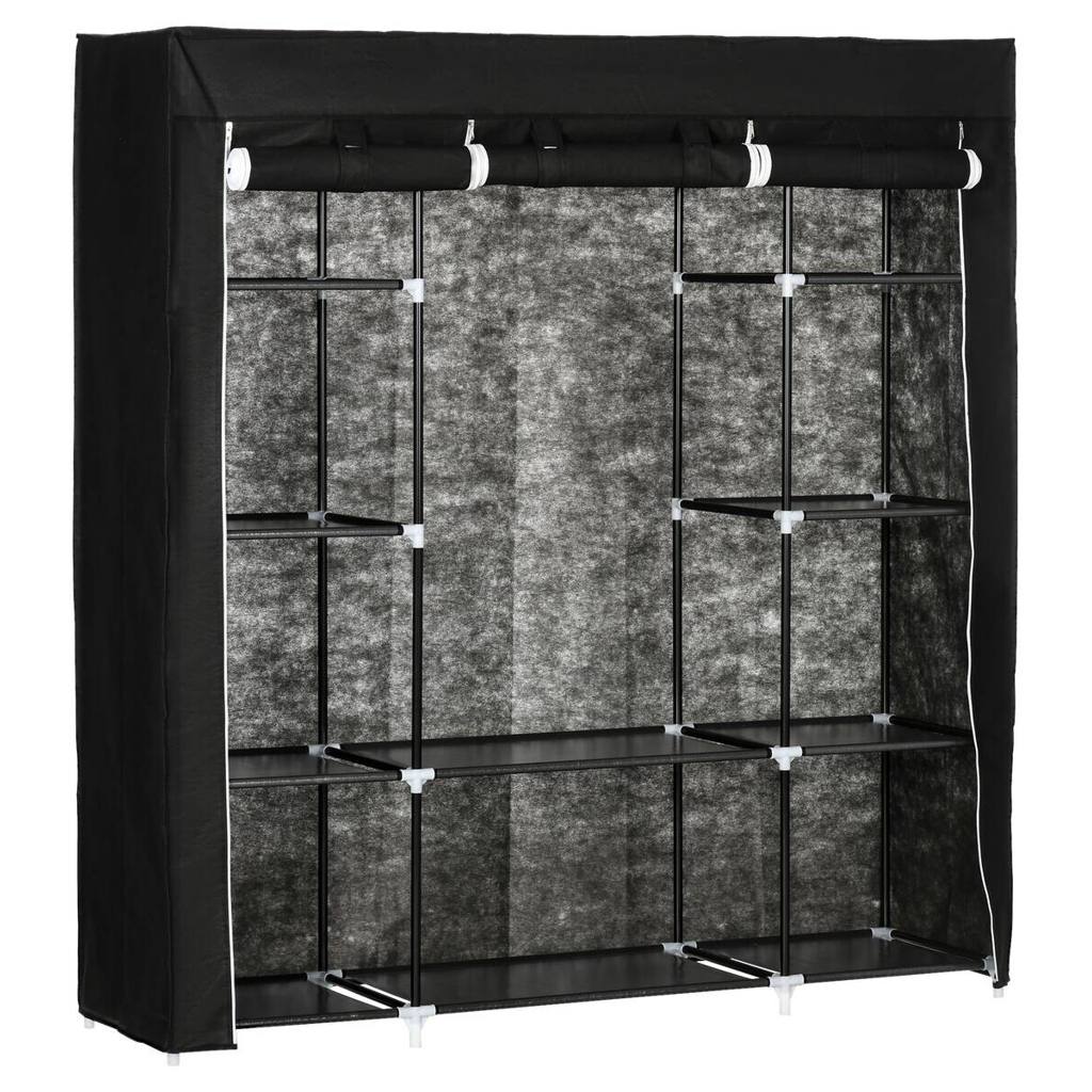 HOMCOM Kleiderschrank schwarz Edelstahl