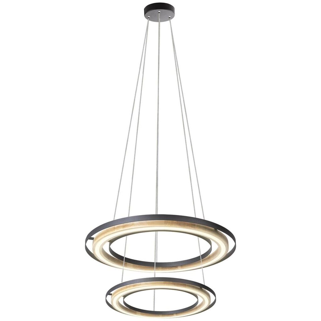 GLOBO LED-Pendelleuchte RILAS schwarz natur Bambus Metall H/D: ca. 150x56 cm 2 Brennstellen
