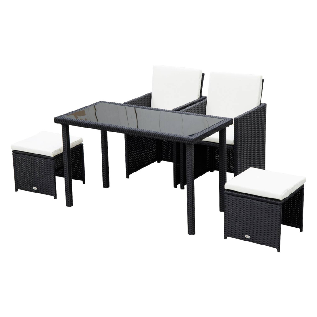 Outsunny Sitzgruppe schwarz Polyrattan