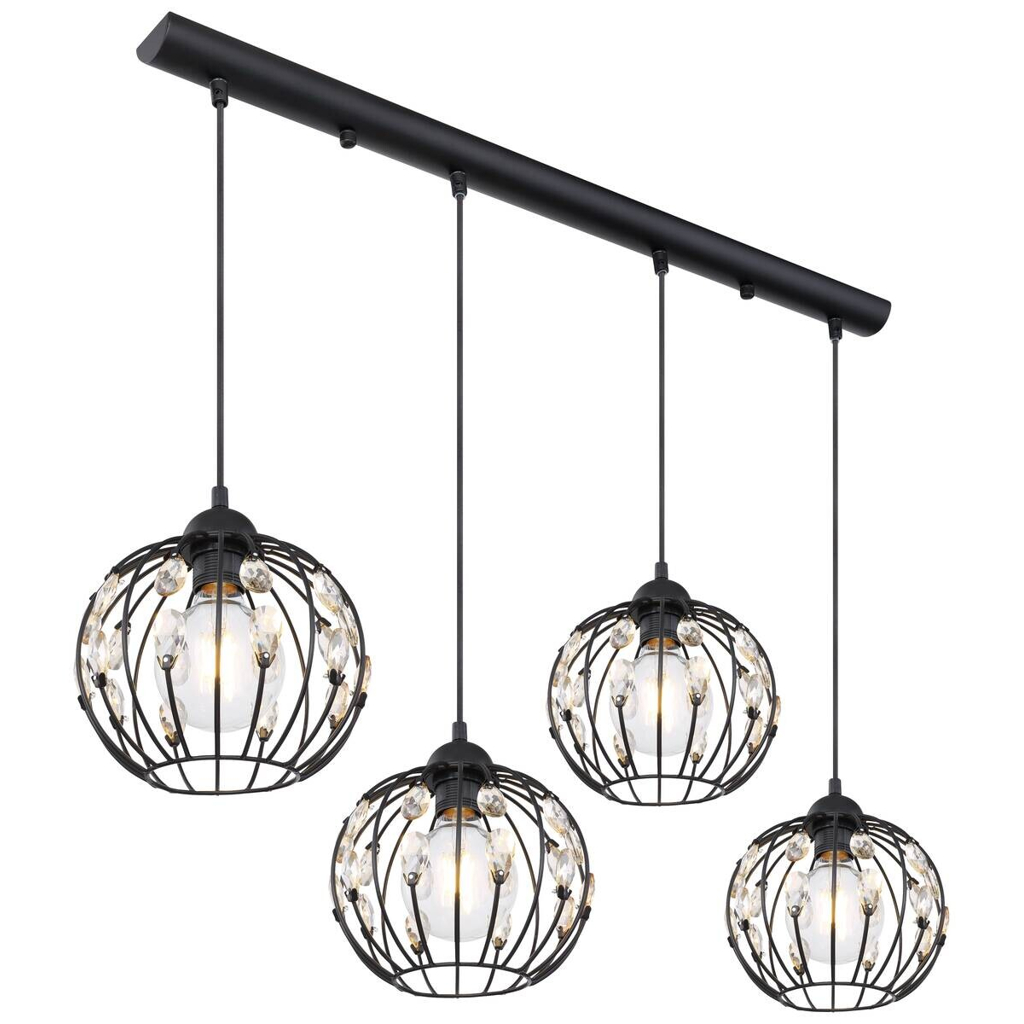 GLOBO Pendelleuchte HANAKO 16029-4H mattschwarz Metall B/H/L: ca. 20x120x80 cm E27 4 Brennstellen