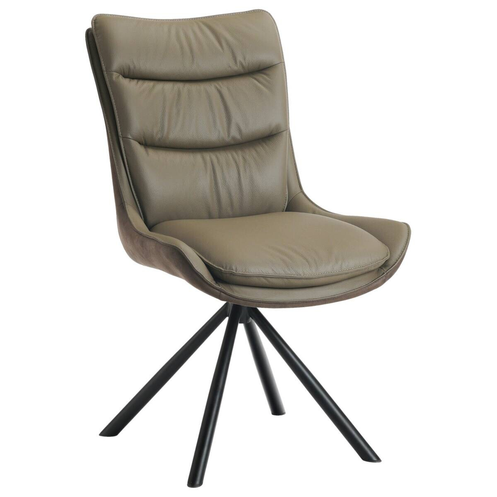 Drehstuhl  grau braun Leder Stoff B/H/T: ca. 57x92x69 cm