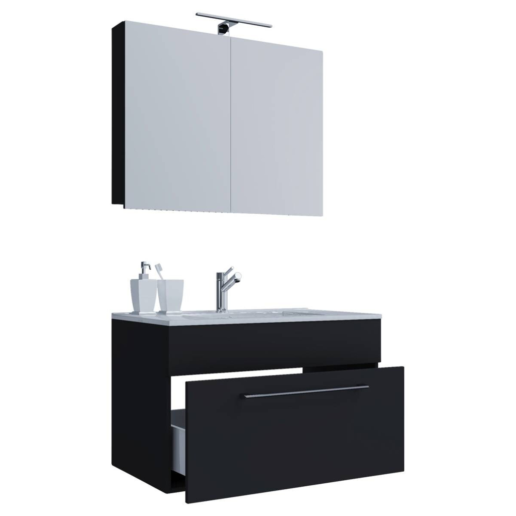 Waschplatz 3tlg-Badinos schwarz B/H/T: ca. 60x50x46 cm