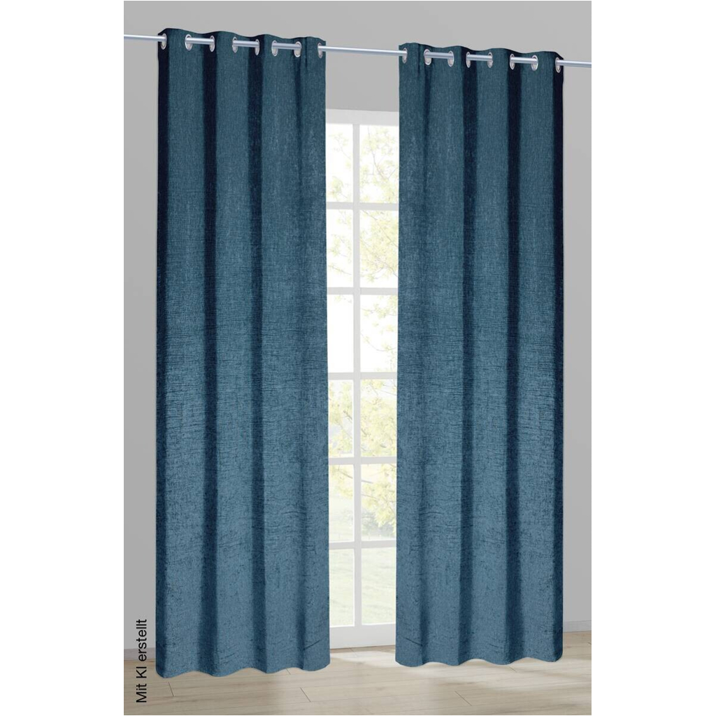 Ösenvorhang Chenille blau B/L: ca. 140x245 cm