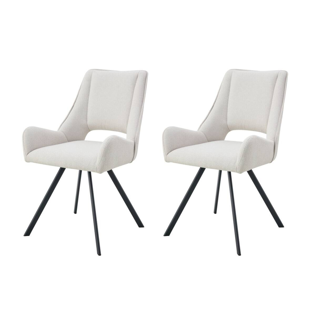 Stuhl HELEN, 2er Set creme Webstoff B/H/T: ca. 56x63x91 cm