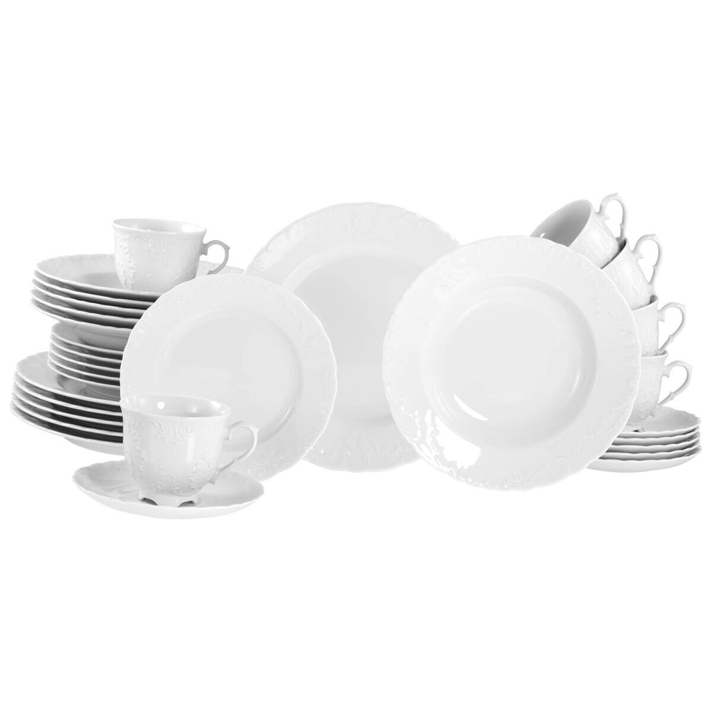 CreaTable Kombiservice Rokoko weiß Porzellan 30 tlg.