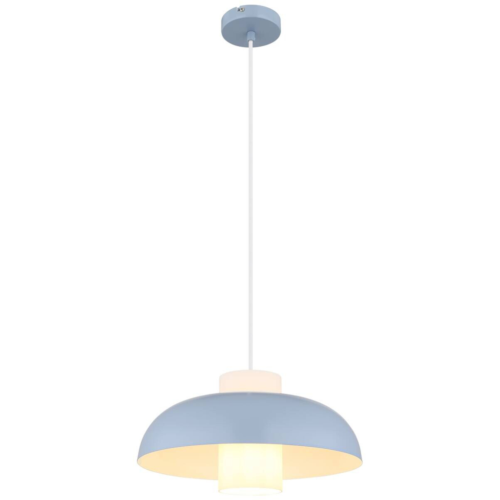 GLOBO Pendelleuchte Lowe blau Metall H/D: ca. 120x38 cm E27 1 Brennstellen