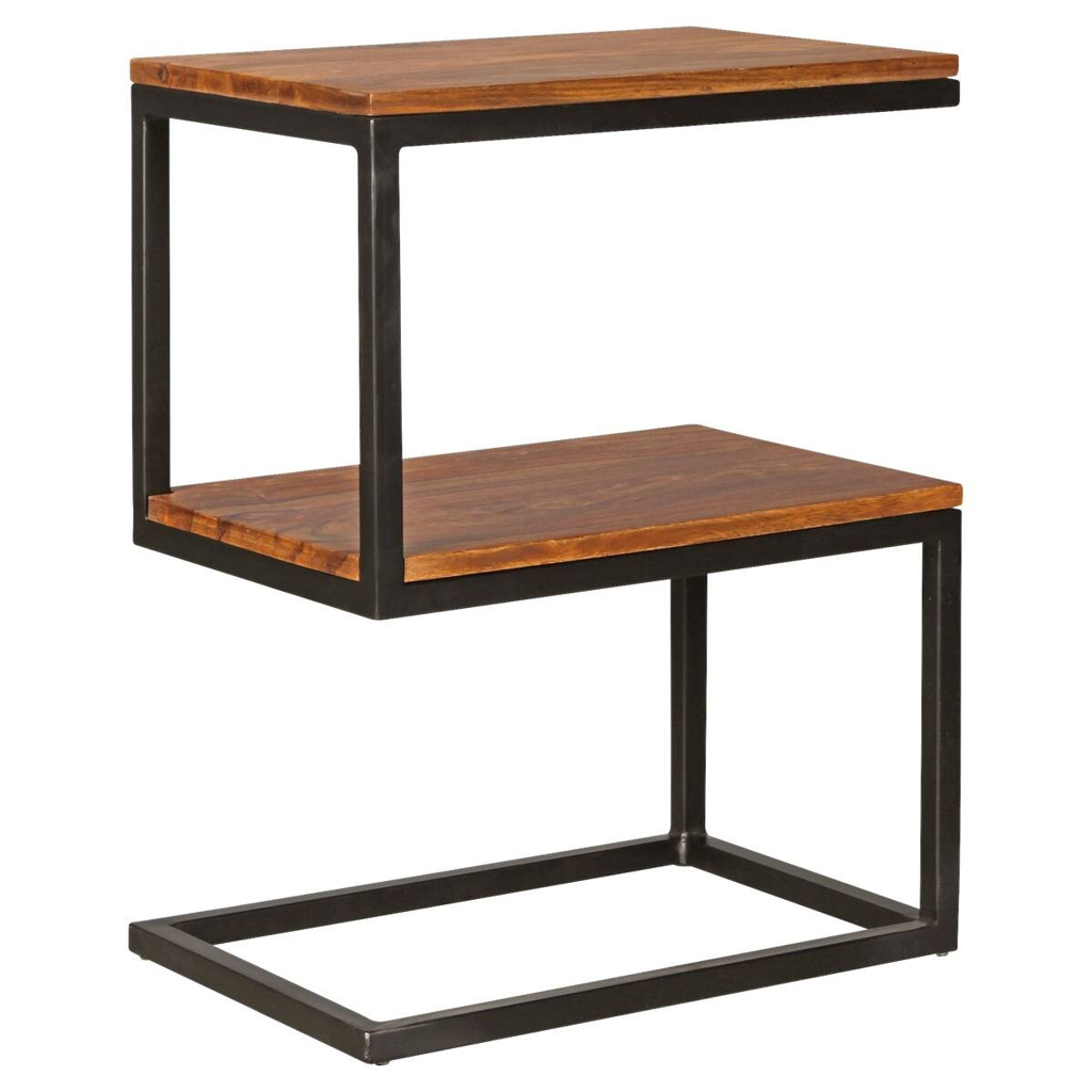 Beistelltisch natur schwarz pulverbeschichtet Echtholz Metall B/H/T: ca. 45x60x30 cm