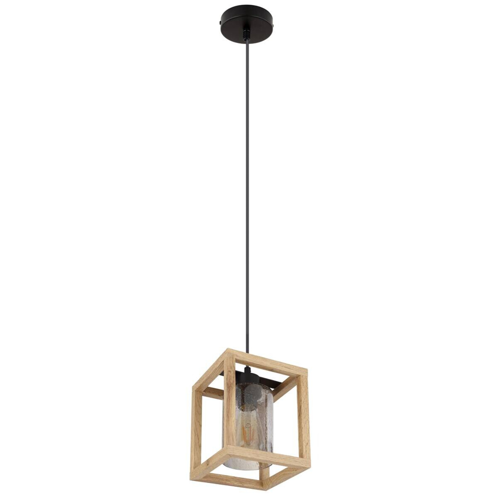GLOBO Hängeleuchte dunkelbraun Rauch schwarz Glas Metall B/H/L: ca. 17x120x17 cm E27 1 Brennstellen