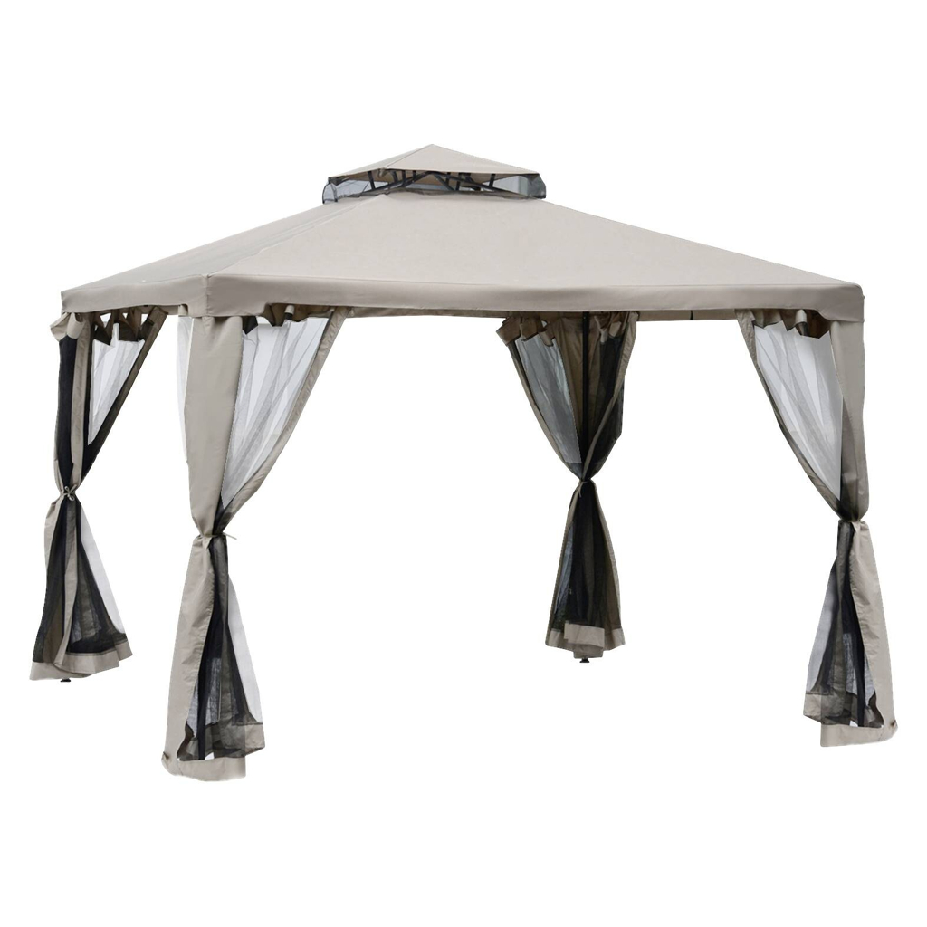 Outsunny Gartenpavillon beige Metall B/H/L: ca. 295x263x295 cm
