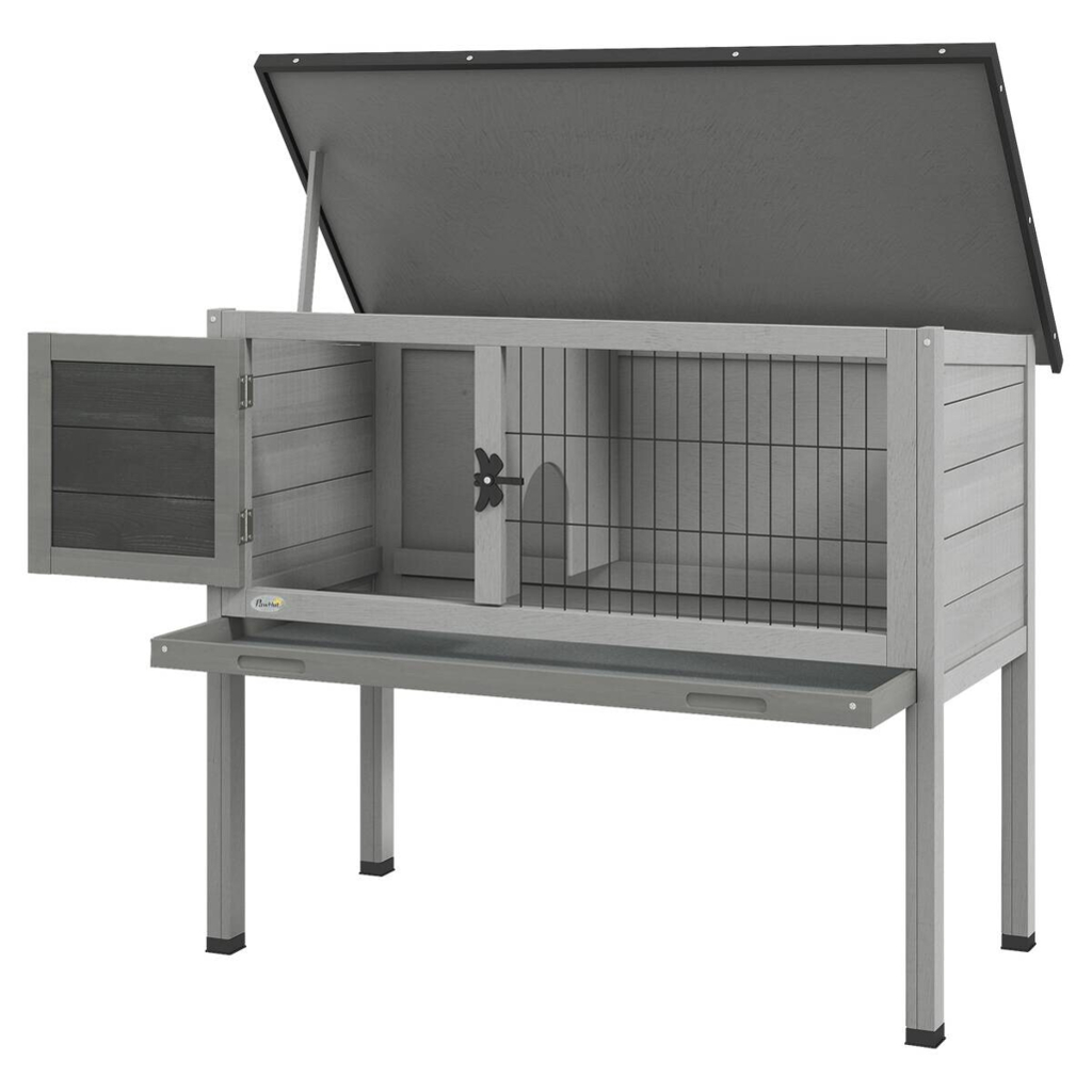 PawHut Kaninchenstall schwarz Holz B/H/L: ca. 43x70x84 cm