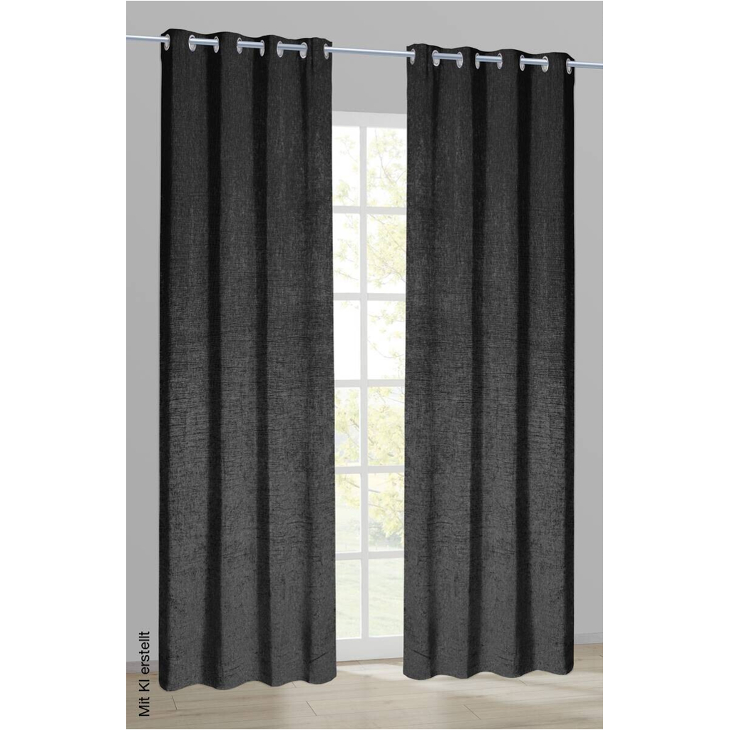 Ösenvorhang Chenille schwarz B/L: ca. 140x245 cm