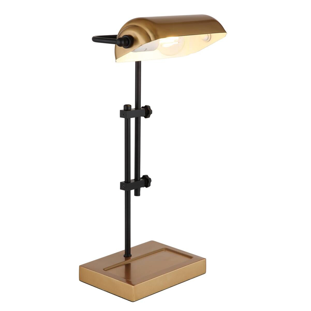 GLOBO Tischleuchte Marid gold schwarz Metall B/H/L: ca. 18,2x41x26,5 cm E27 1 Brennstellen