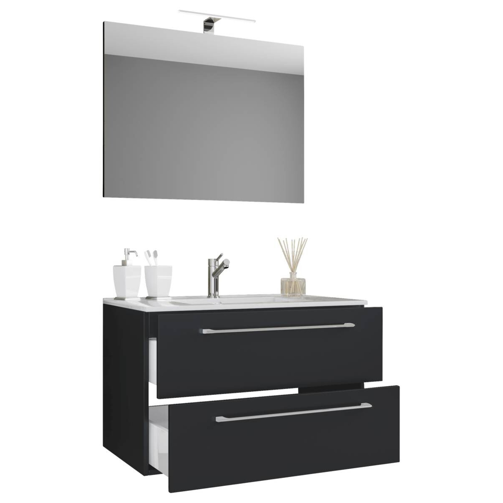 Waschplatz 3tlg-Badinos weiß schwarz B/H/T: ca. 60x50x46 cm