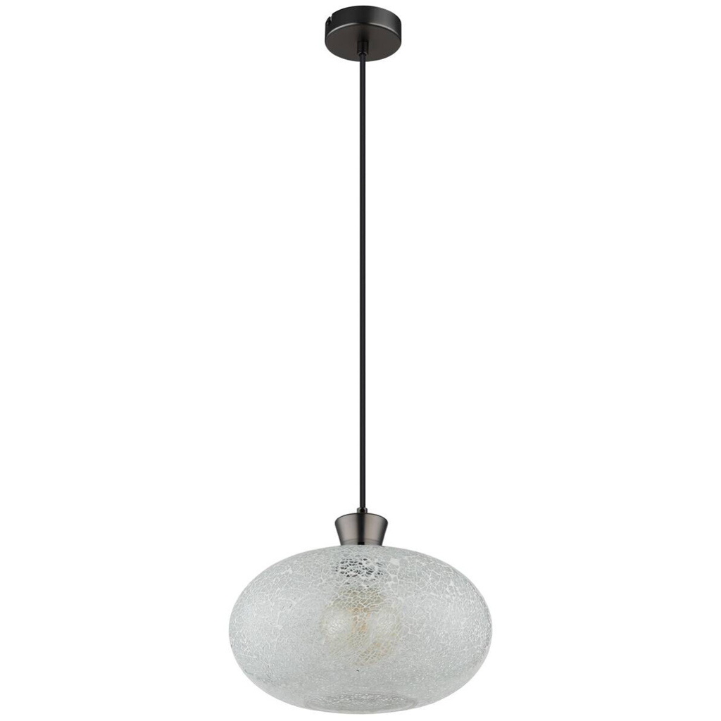 GLOBO Hängeleuchte Chrom schwarz Metall Glas B/H/L: ca. 19x33x33 cm E27 1 Brennstellen