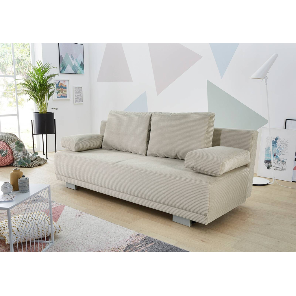 Schlafsofa  Greige Microfaser B/H/T: ca. 196x78x82 cm