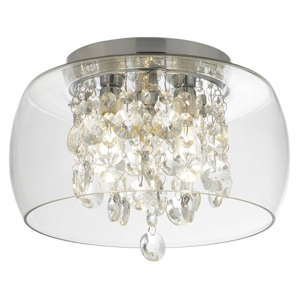 Searchlight Badleuchte Curva Chrom transparent Stahl Glas B/H/L/D: ca. 28x20x28x28 cm G9 3 Brennstellen