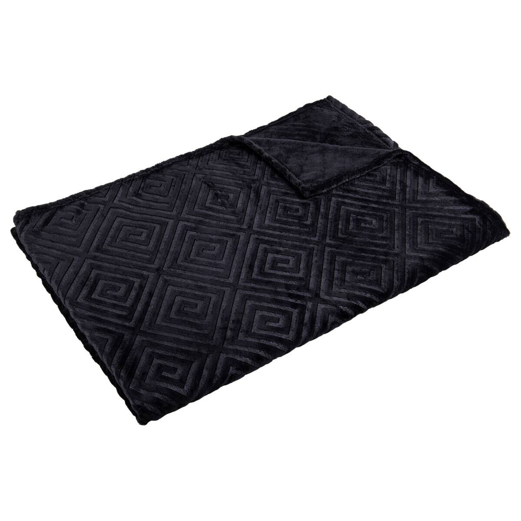 Flanelldecke schwarz Polyester B/L: ca. 160x220 cm