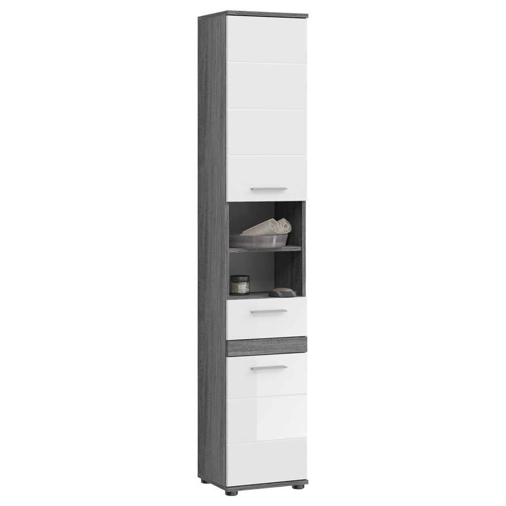 Hochschrank BLAKE Rauchsilber Nachbildung weiß Hochglanz B/H/T: ca. 35x191x31 cm