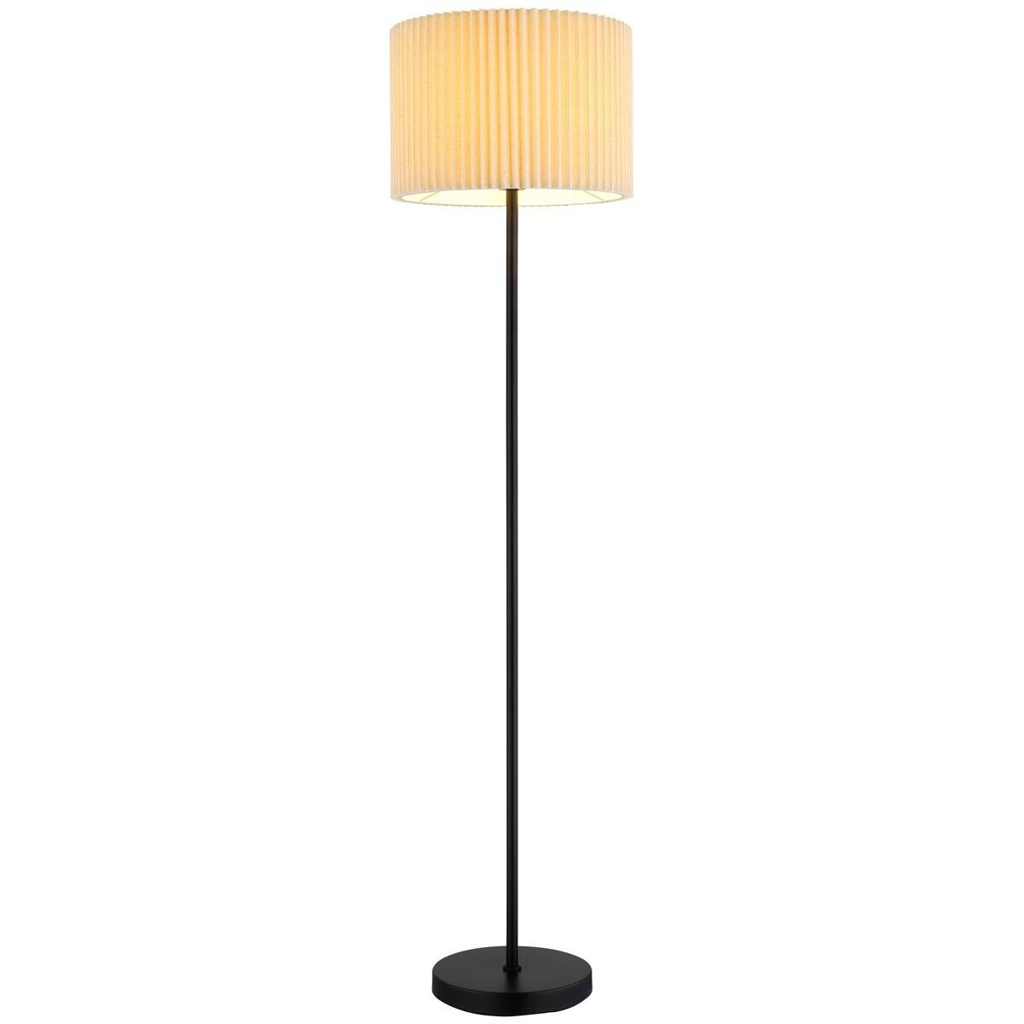 GLOBO Stehlampe natur mattschwarz Metall Textil H/D: ca. 152x38 cm E27 1 Brennstellen