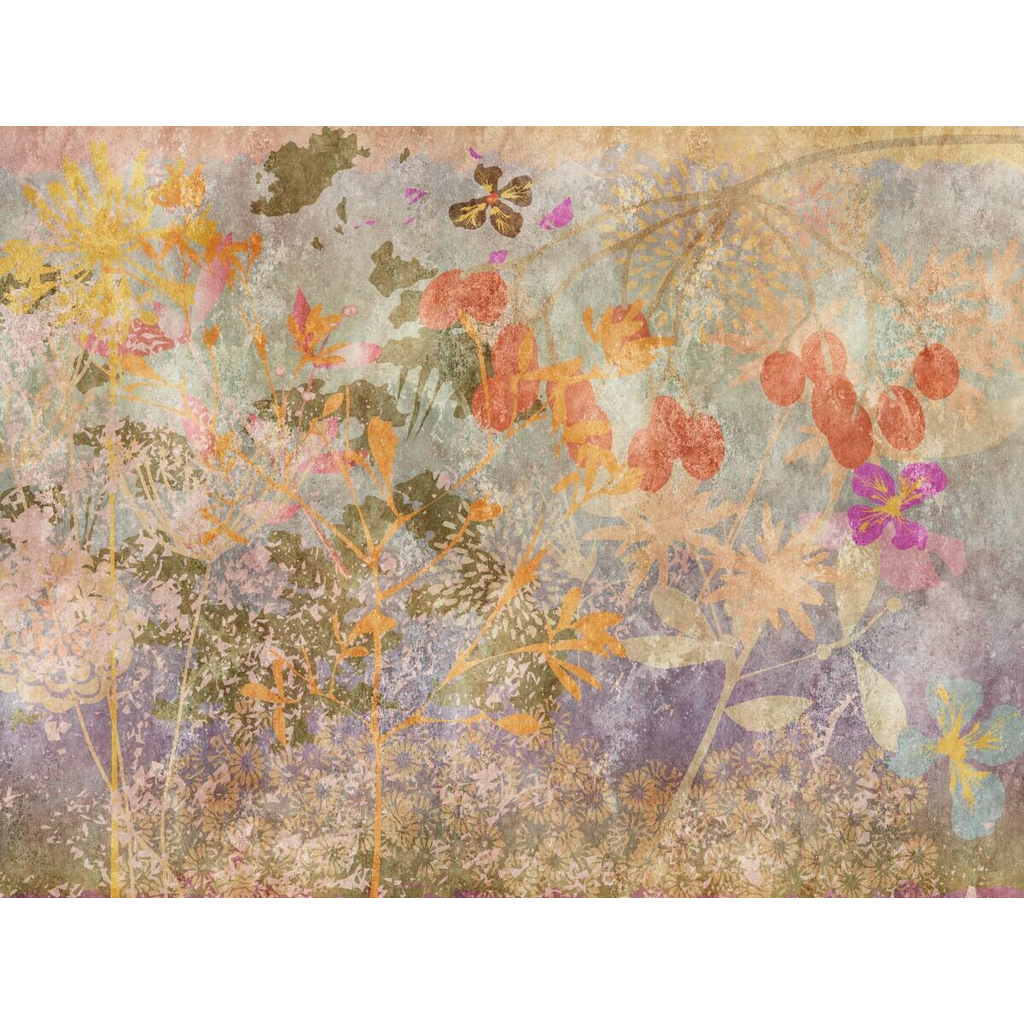 Livingwalls Fototapete Blumen orange lila bunt B/L: ca. 280x371 cm