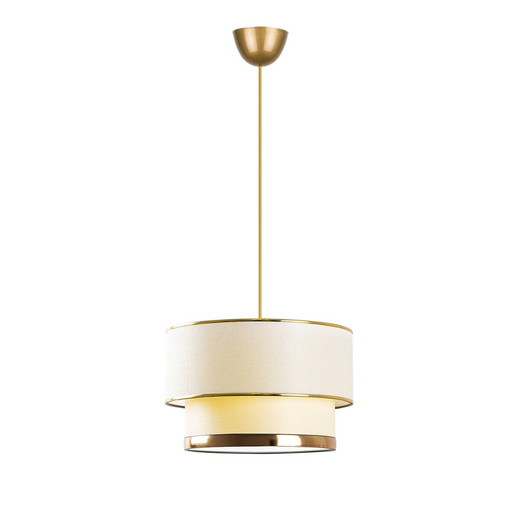 Opviq Pendelleuchte Cake gold creme Baumwolle Metall B/H/L: ca. 30x65x30 cm E27 1 Brennstellen