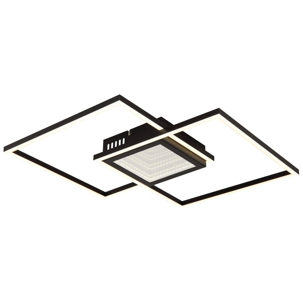GLOBO LED-Deckenleuchte Saunders schwarz Aluminium Metall B/H/L: ca. 42,6x5x42,6 cm 1 Brennstellen