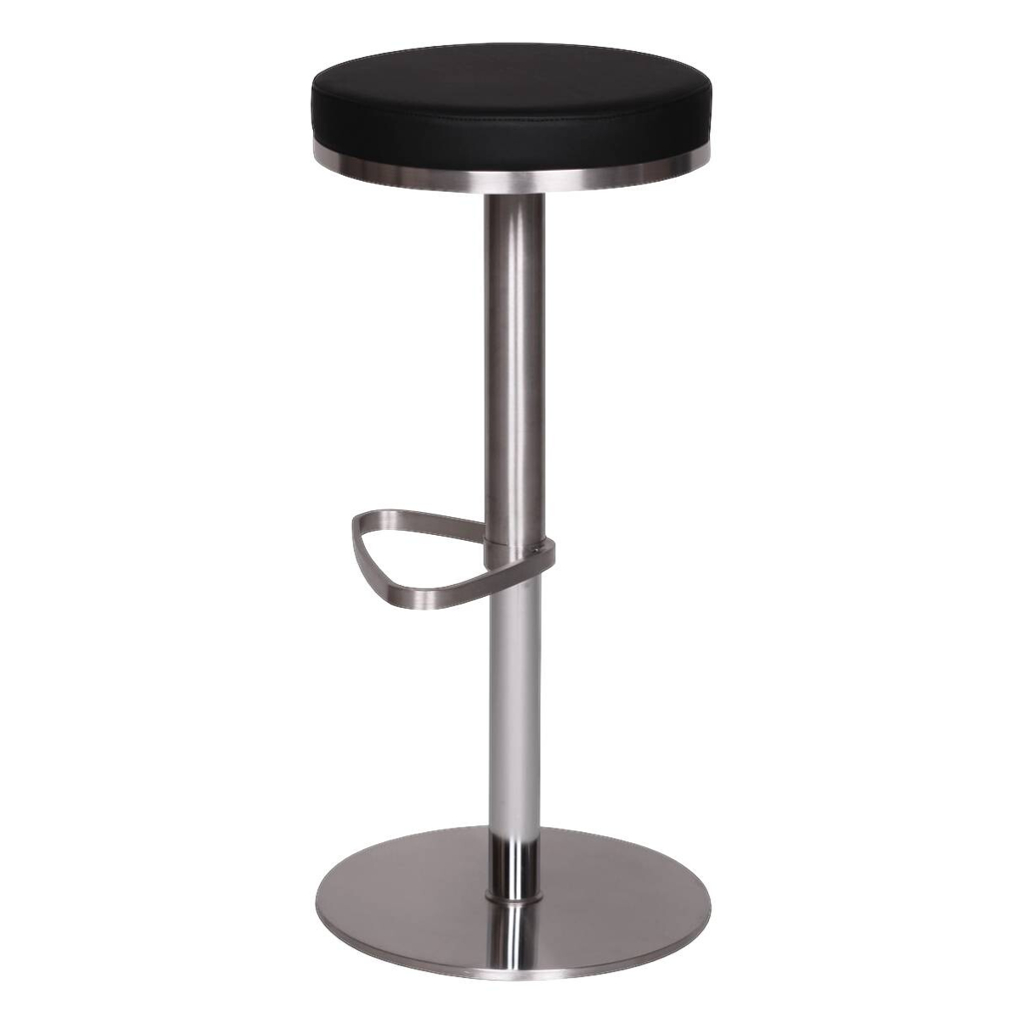 Barhocker schwarz Edelstahl Kunstleder Edelstahl