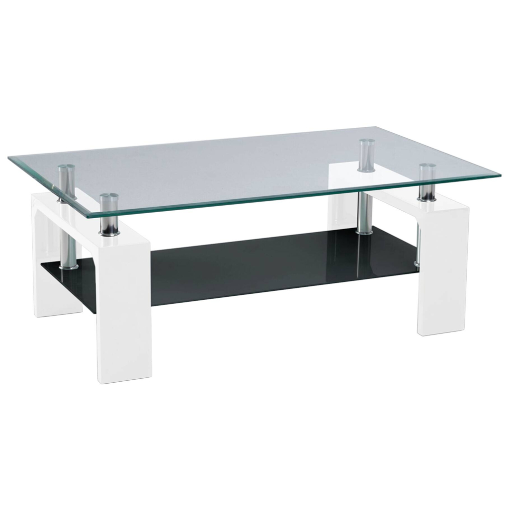 Glascouchtisch Modena glasklar weiß Hochglanz B/H/T: ca. 100x45x60 cm