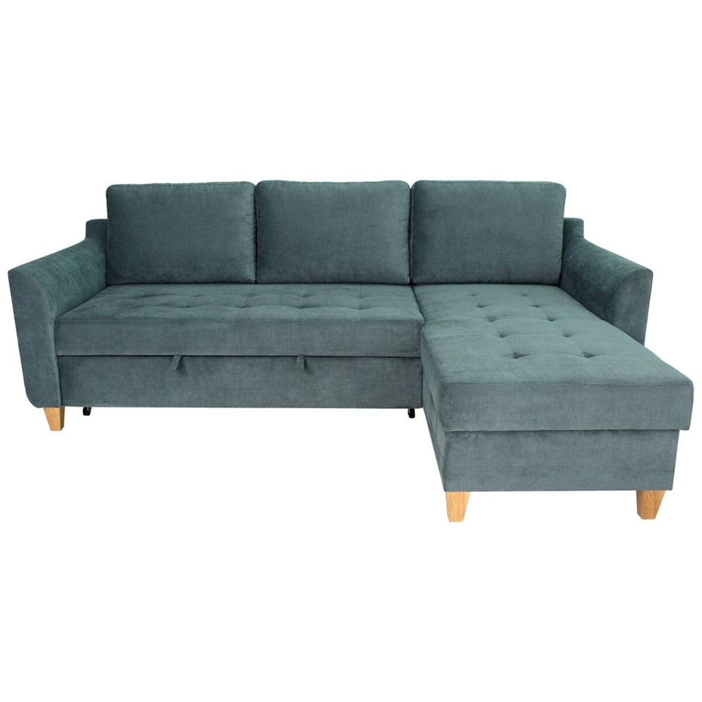 Ecksofa mit Bettfunktion und Bettkasten azur Microfaser B/H/T: ca. 231x86x150 cm