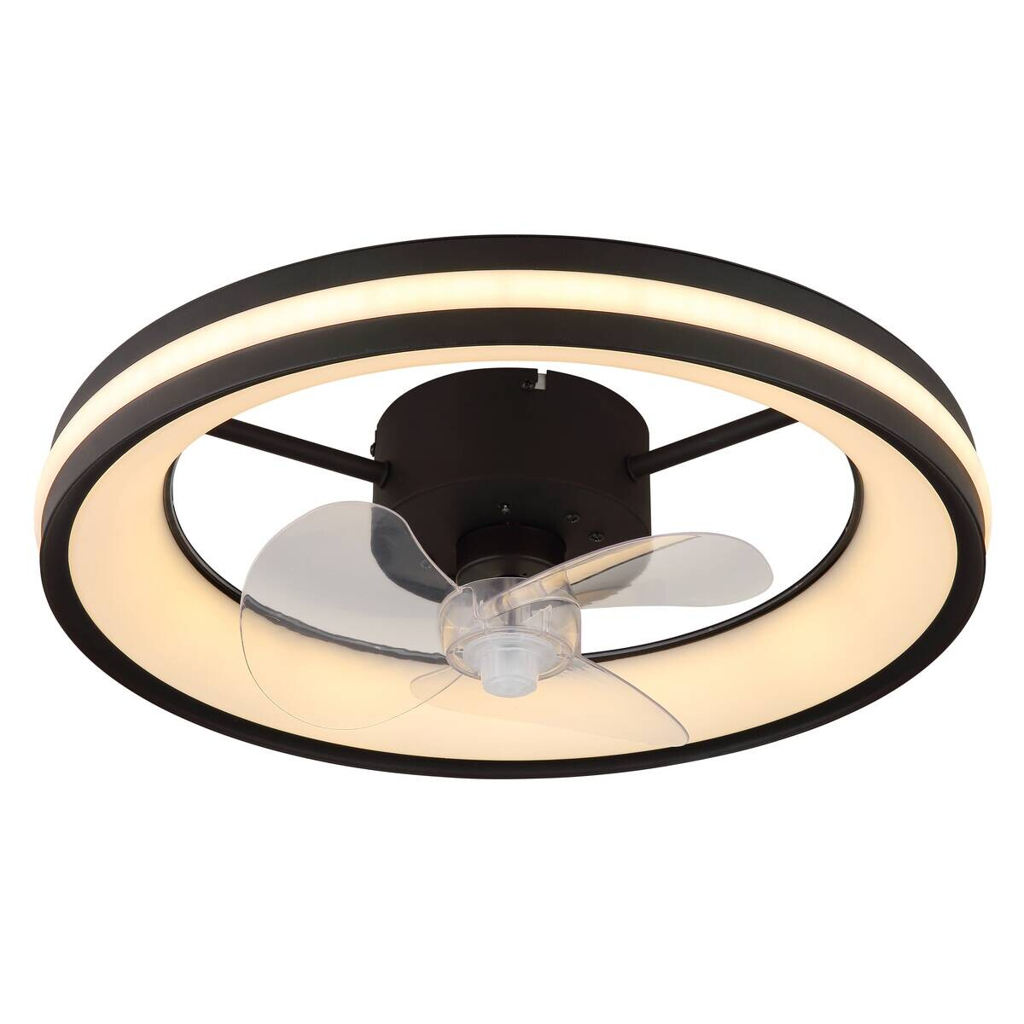 GLOBO LED-Deckenventilator Opal transparent schwarz H/D: ca. 15x49,5 cm max. 30 W